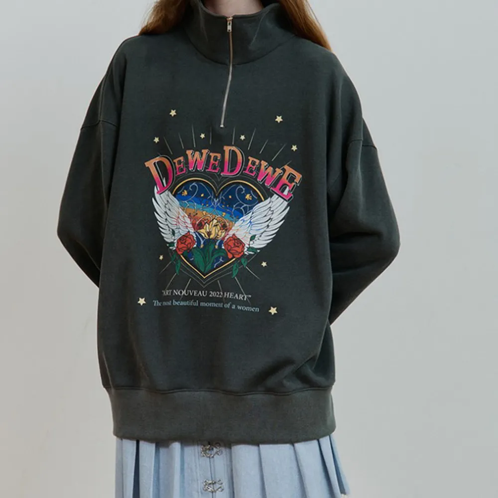 DEW E DEW E  |Street Style Long Sleeves Cotton Oversized Logo