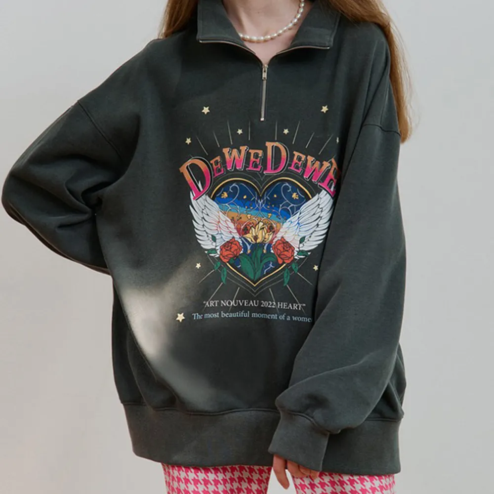 DEW E DEW E  |Street Style Long Sleeves Cotton Oversized Logo