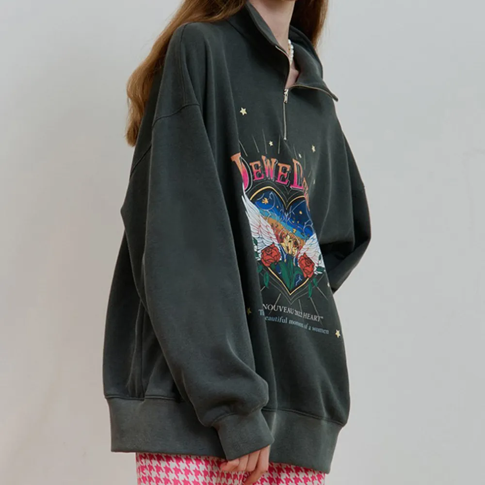 DEW E DEW E  |Street Style Long Sleeves Cotton Oversized Logo