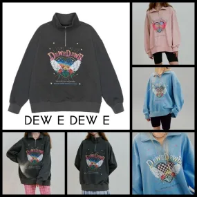 DEW E DEW E  |Street Style Long Sleeves Cotton Oversized Logo