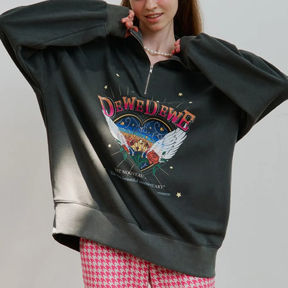 DEW E DEW E  |Street Style Long Sleeves Cotton Oversized Logo