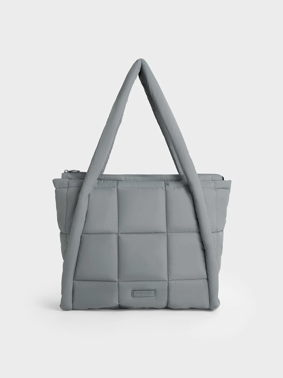 Errya Nylon Quilted Puffy Tote Bag - Grey