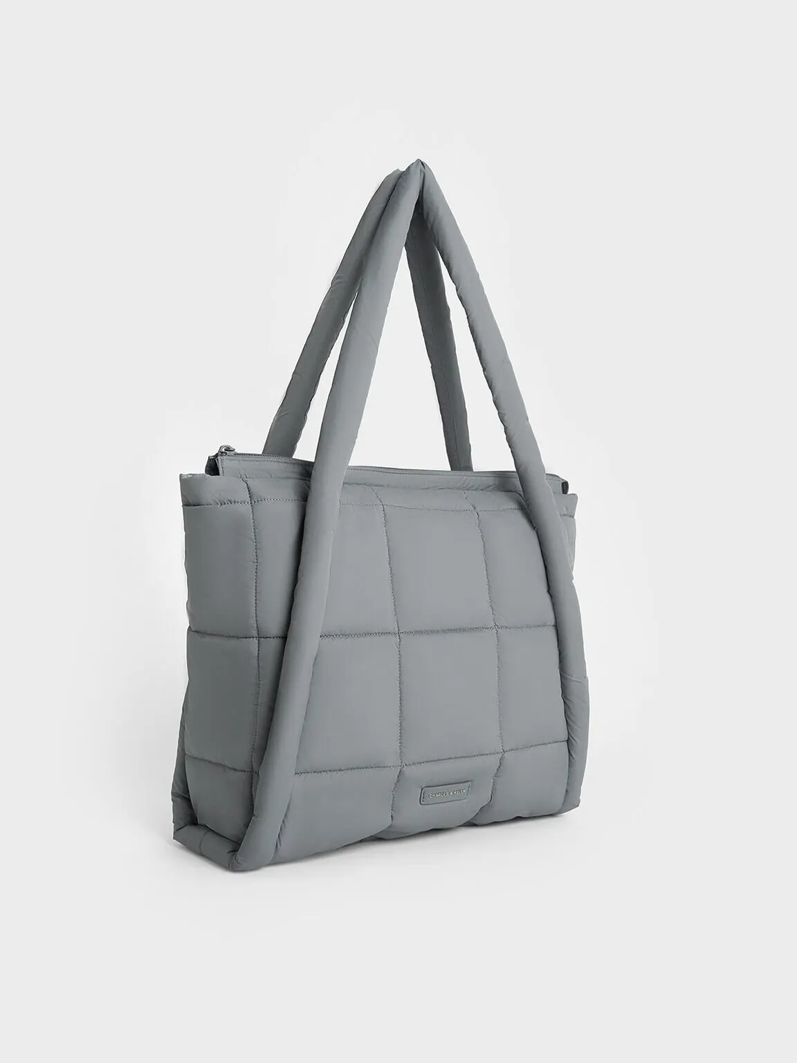 Errya Nylon Quilted Puffy Tote Bag - Grey