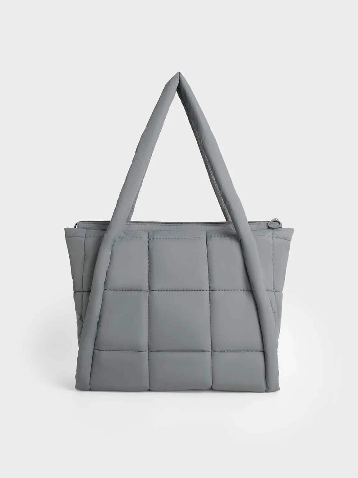 Errya Nylon Quilted Puffy Tote Bag - Grey