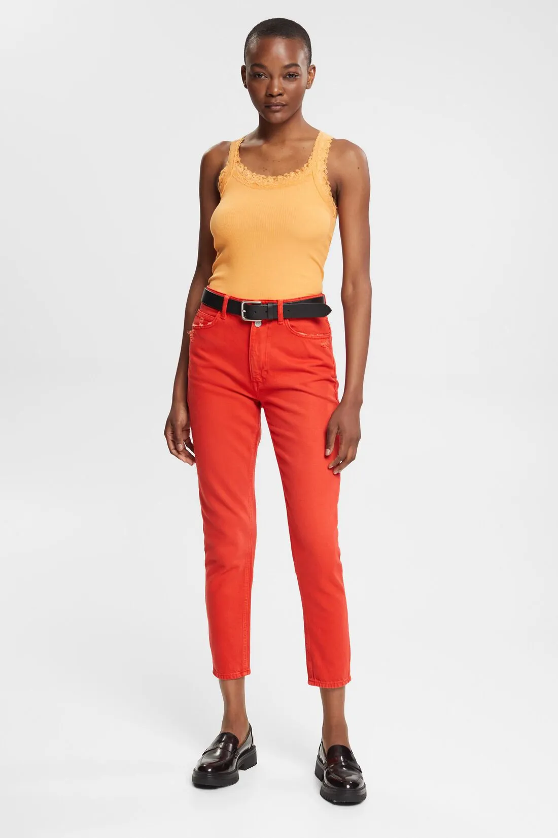 Esprit HR Mom Fit Denim 28 In Orange/Red