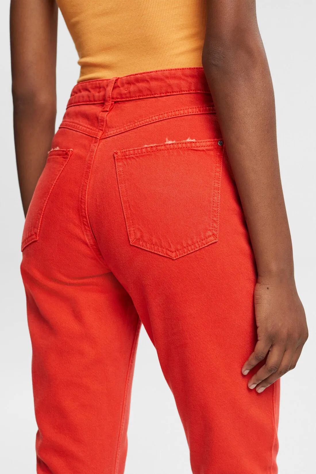 Esprit HR Mom Fit Denim 28 In Orange/Red