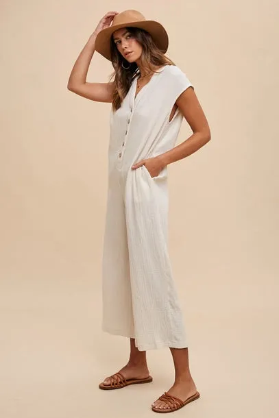 Gabby Gauze Button Down Jumpsuit