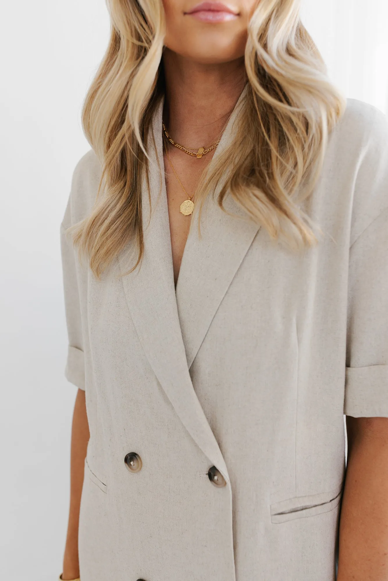 Ganzo Blazer Dress - Oatmeal Linen