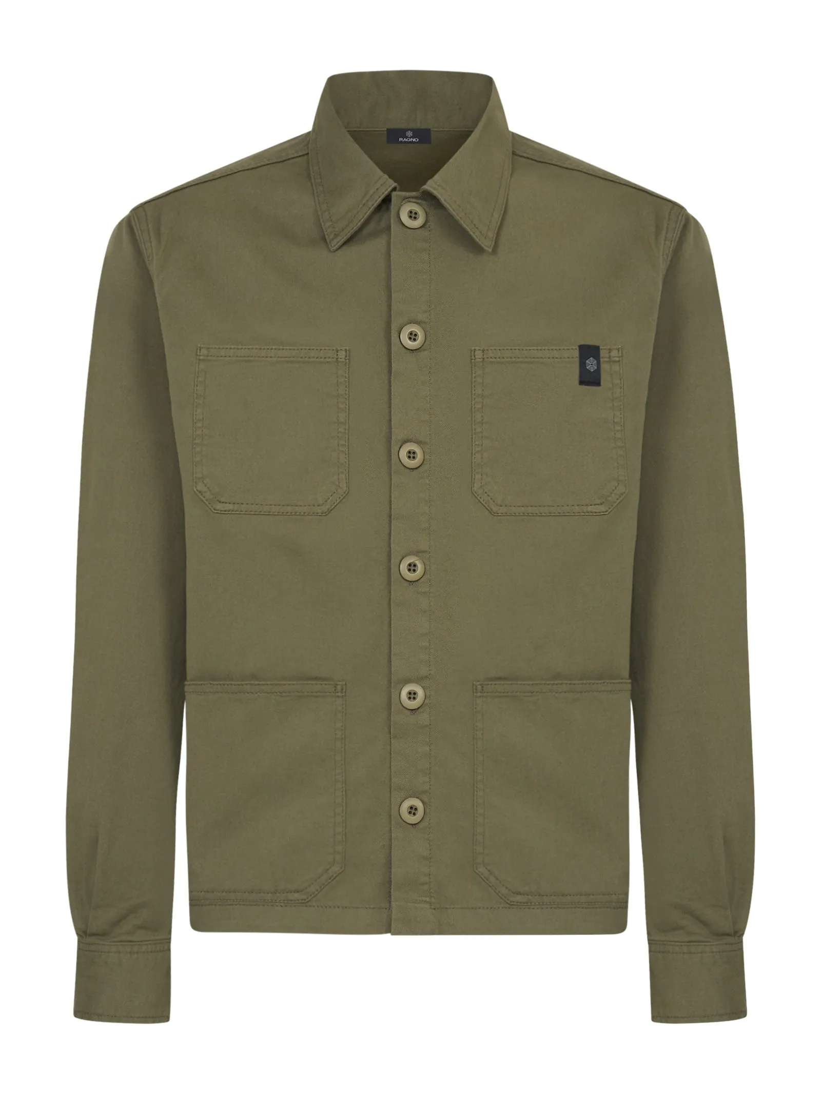 Giacca a camicia in Raw Twill - Deep Lichen Green