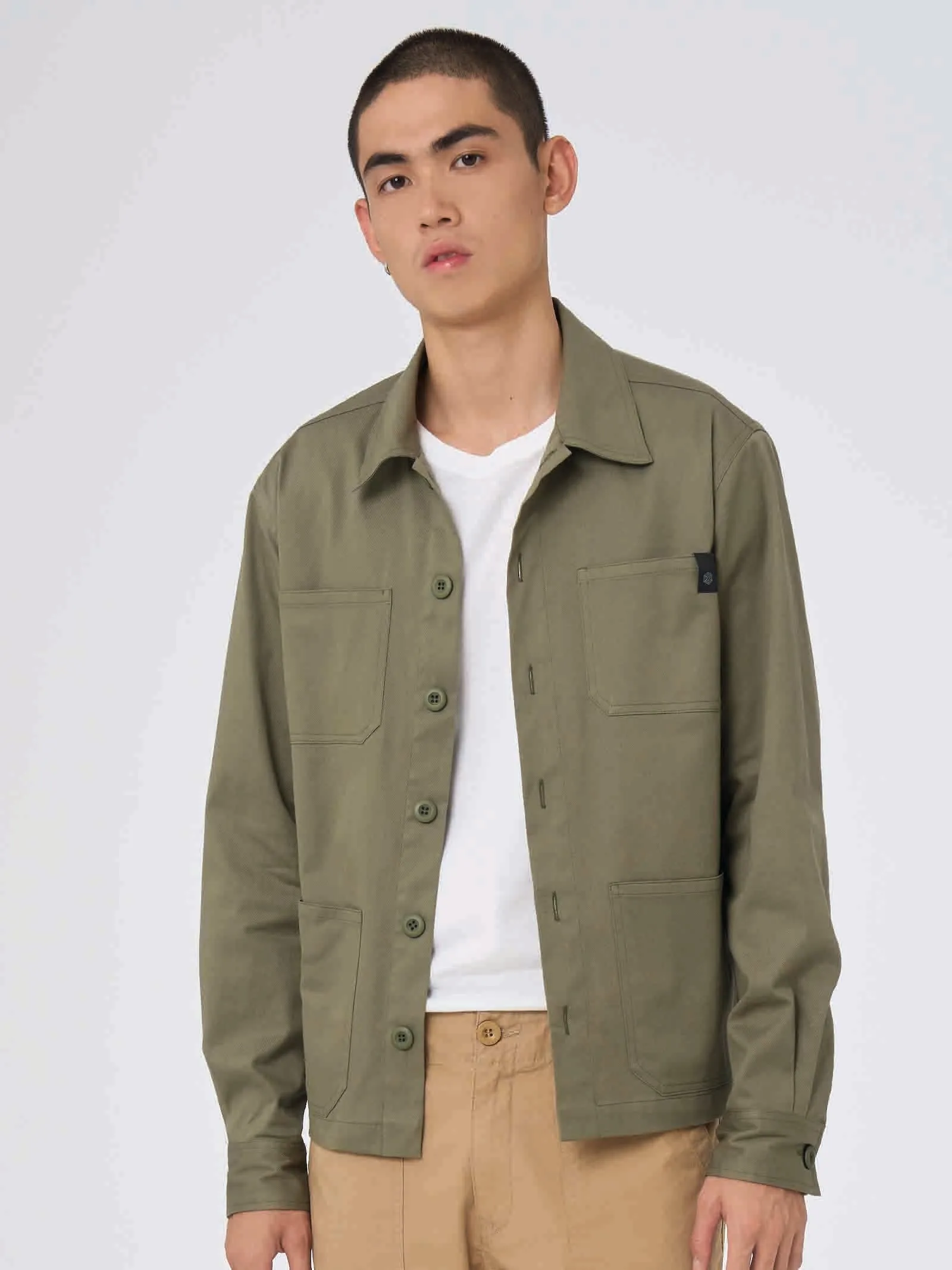 Giacca a camicia in Raw Twill - Deep Lichen Green