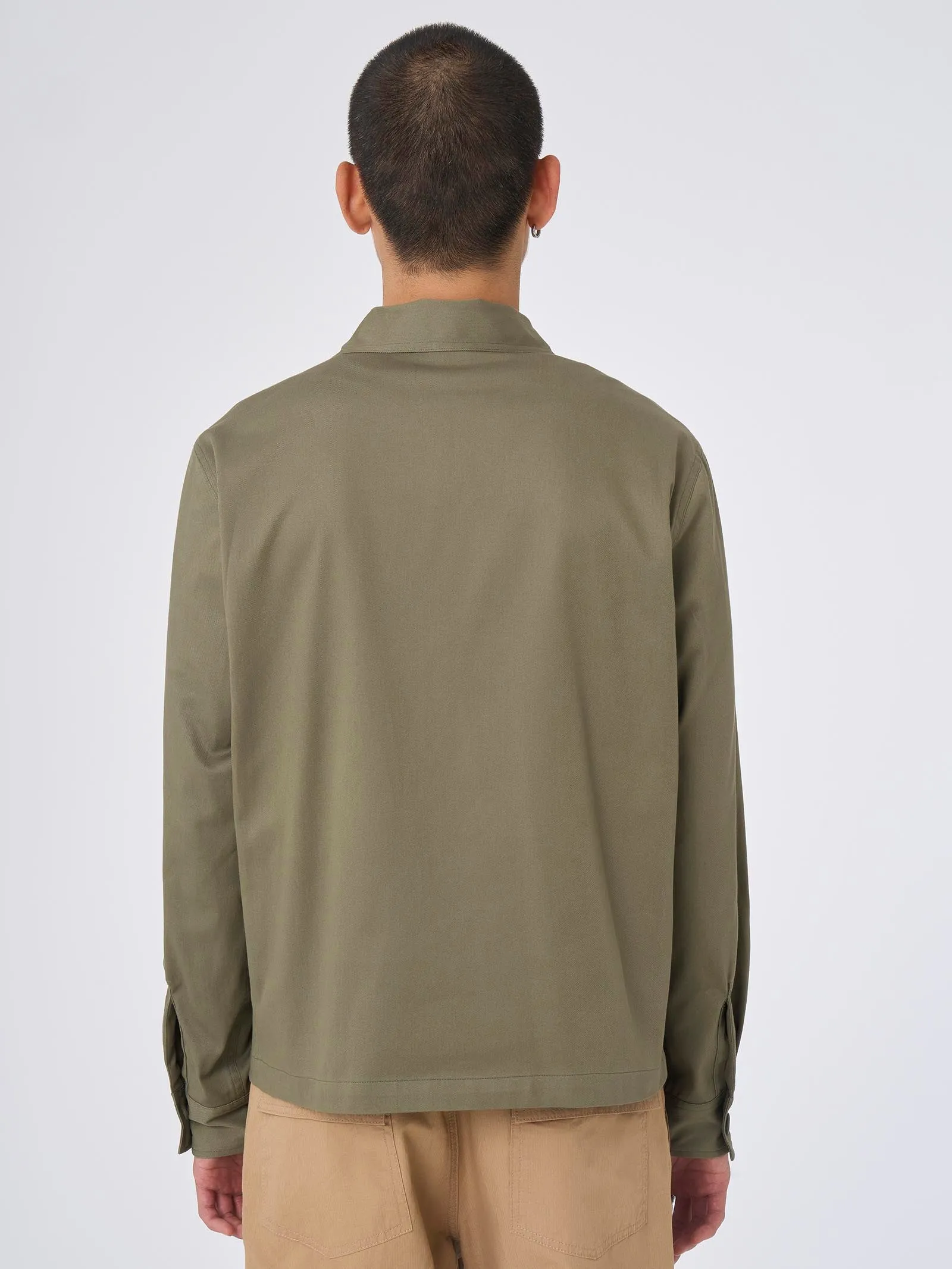 Giacca a camicia in Raw Twill - Deep Lichen Green