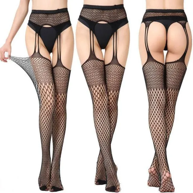 Gothic Dark Long Sexy Fishnet Stockings Alternative Mesh Tights Lingerie