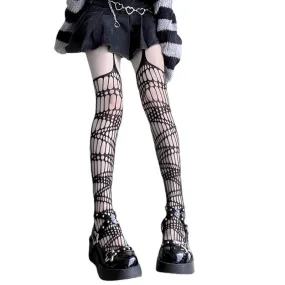 Gothic Dark Long Sexy Fishnet Stockings Alternative Mesh Tights Lingerie