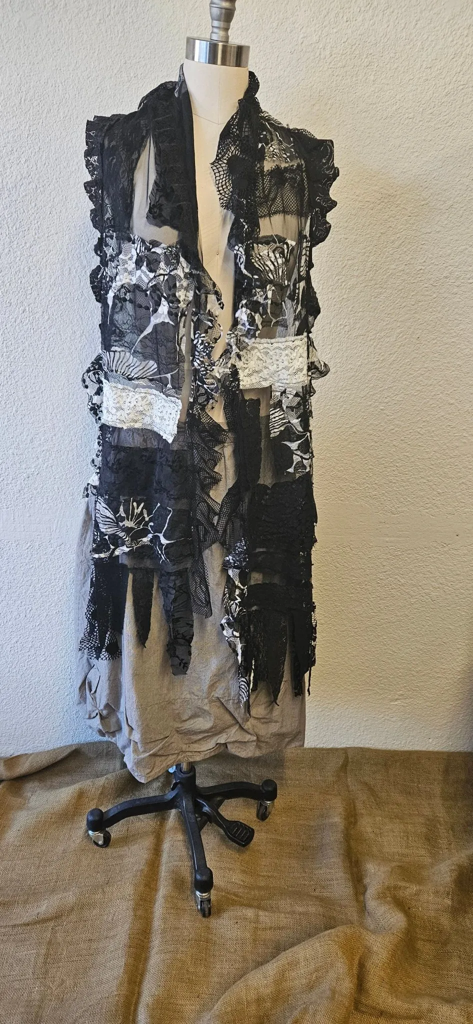 Handmade Black Lace Long Scarf