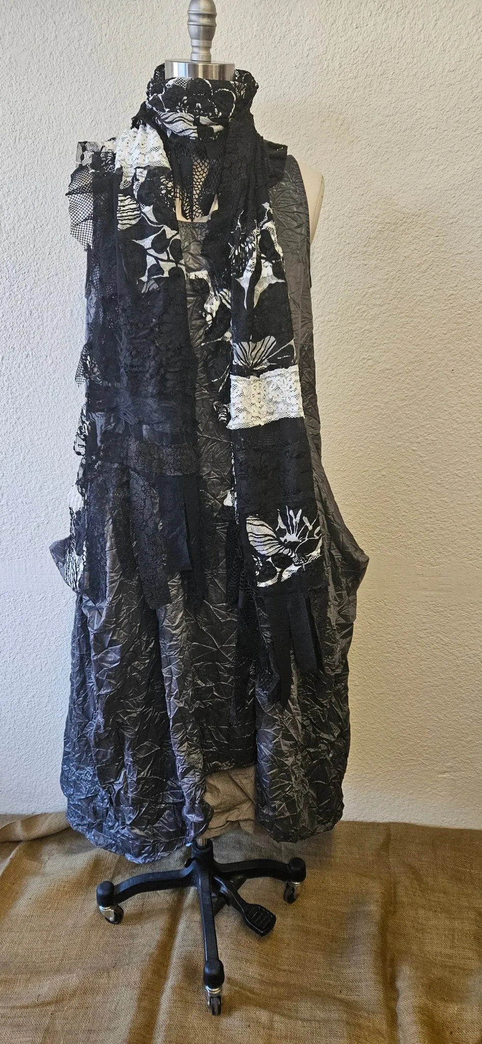 Handmade Black Lace Long Scarf