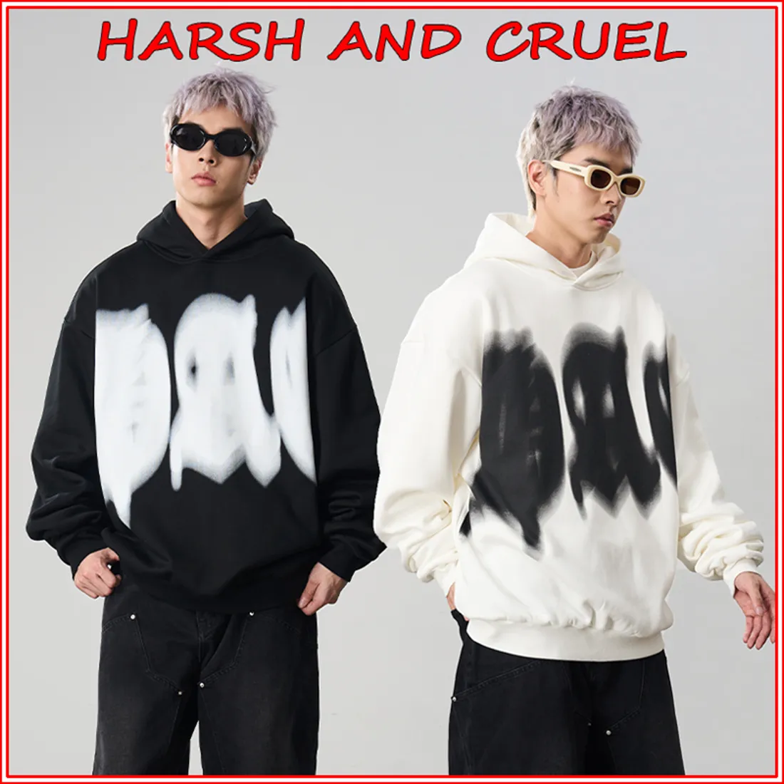 HARSH AND CRUEL  |Unisex Blended Fabrics Street Style Long Sleeves Cotton