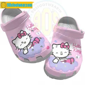 Hello Kitty Crocs – Hello Kitty Sitting on Cloud Crocband Clog Shoes – 90sfootwear