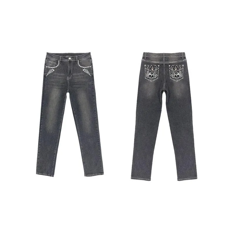 High Waist Jeans Straight Pants