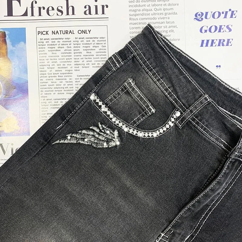 High Waist Jeans Straight Pants