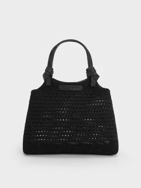 Ida Knotted Handle Knitted Tote Bag - Black