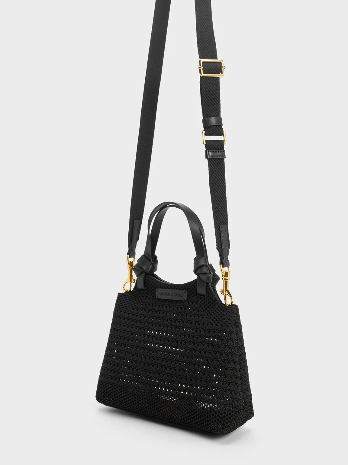 Ida Knotted Handle Knitted Tote Bag - Black