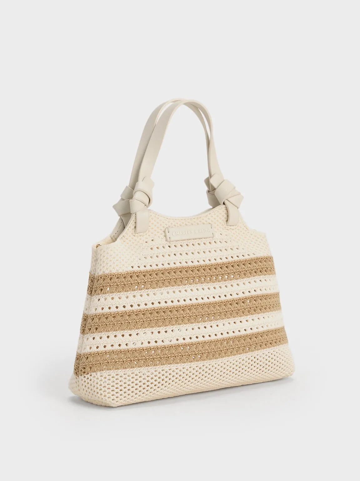 Ida Striped Knotted Handle Tote Bag - Sand