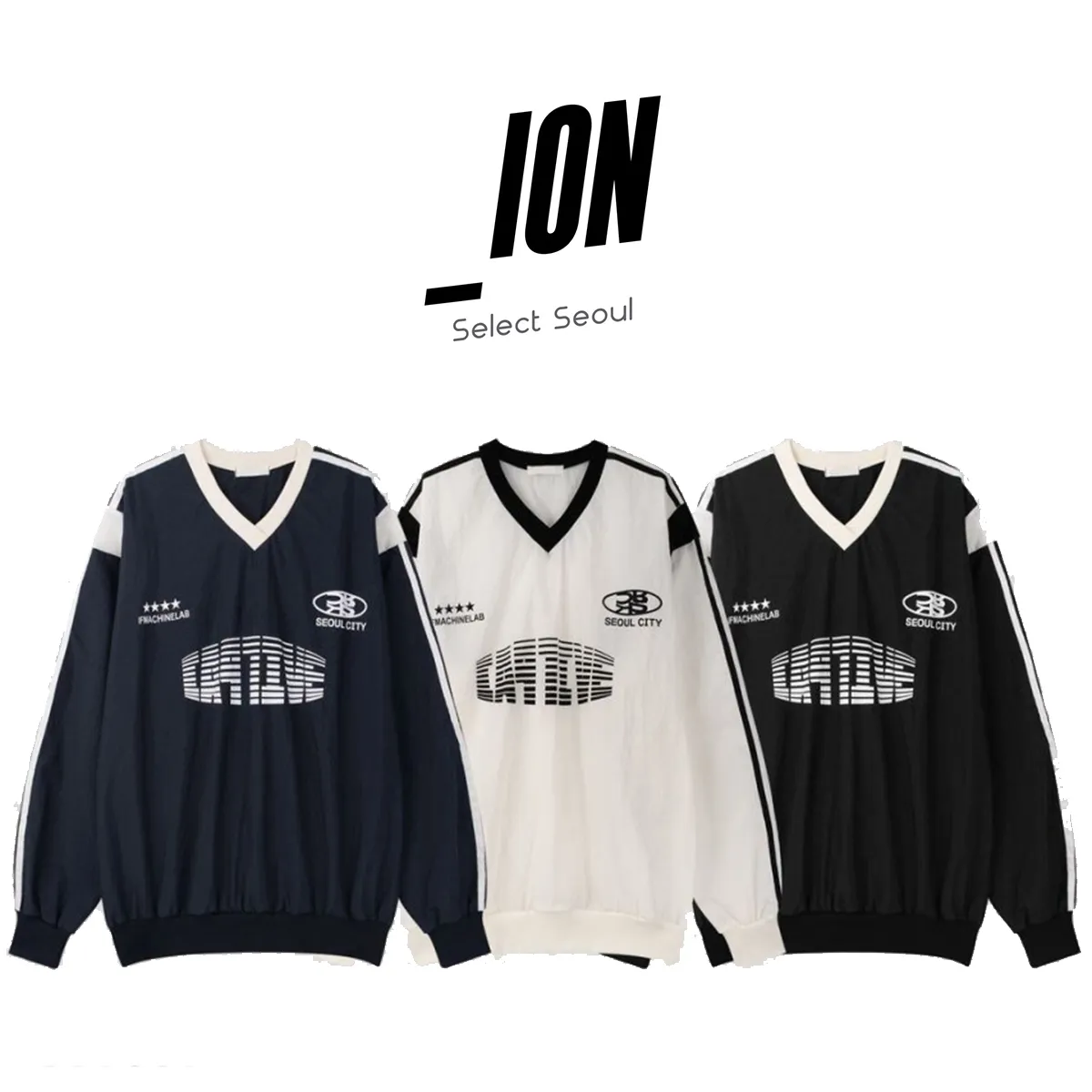 IONSEOUL  |Crew Neck Pullovers Button-down Unisex Street Style V-Neck