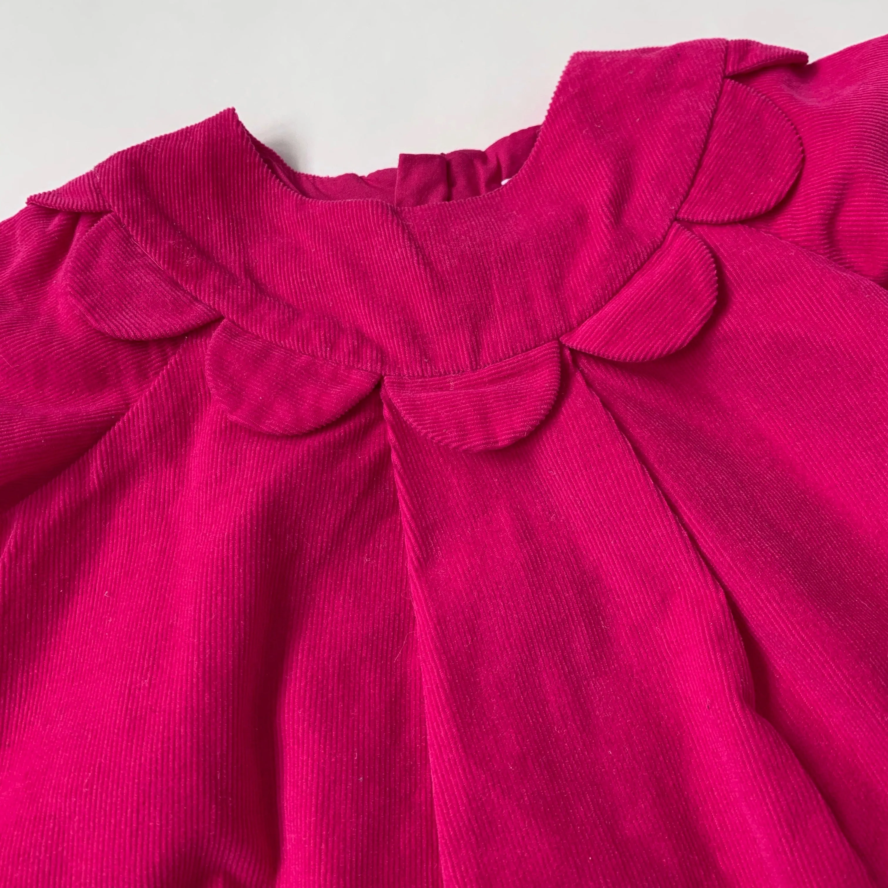 Jacadi Fuchsia Cord Dress With Scallop Detail:18 Months