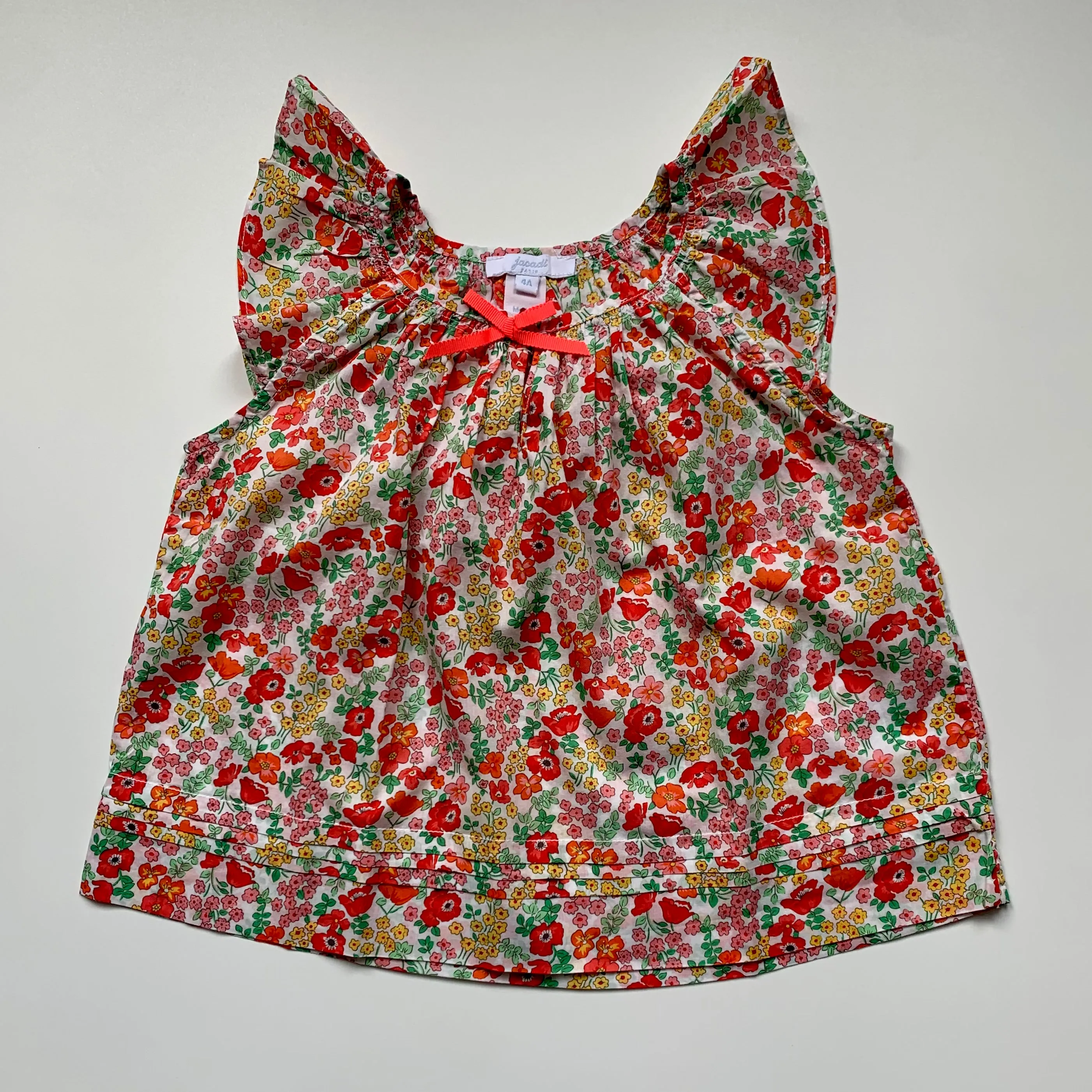 Jacadi Red Toned Liberty Print Summer Blouse: 4 Years