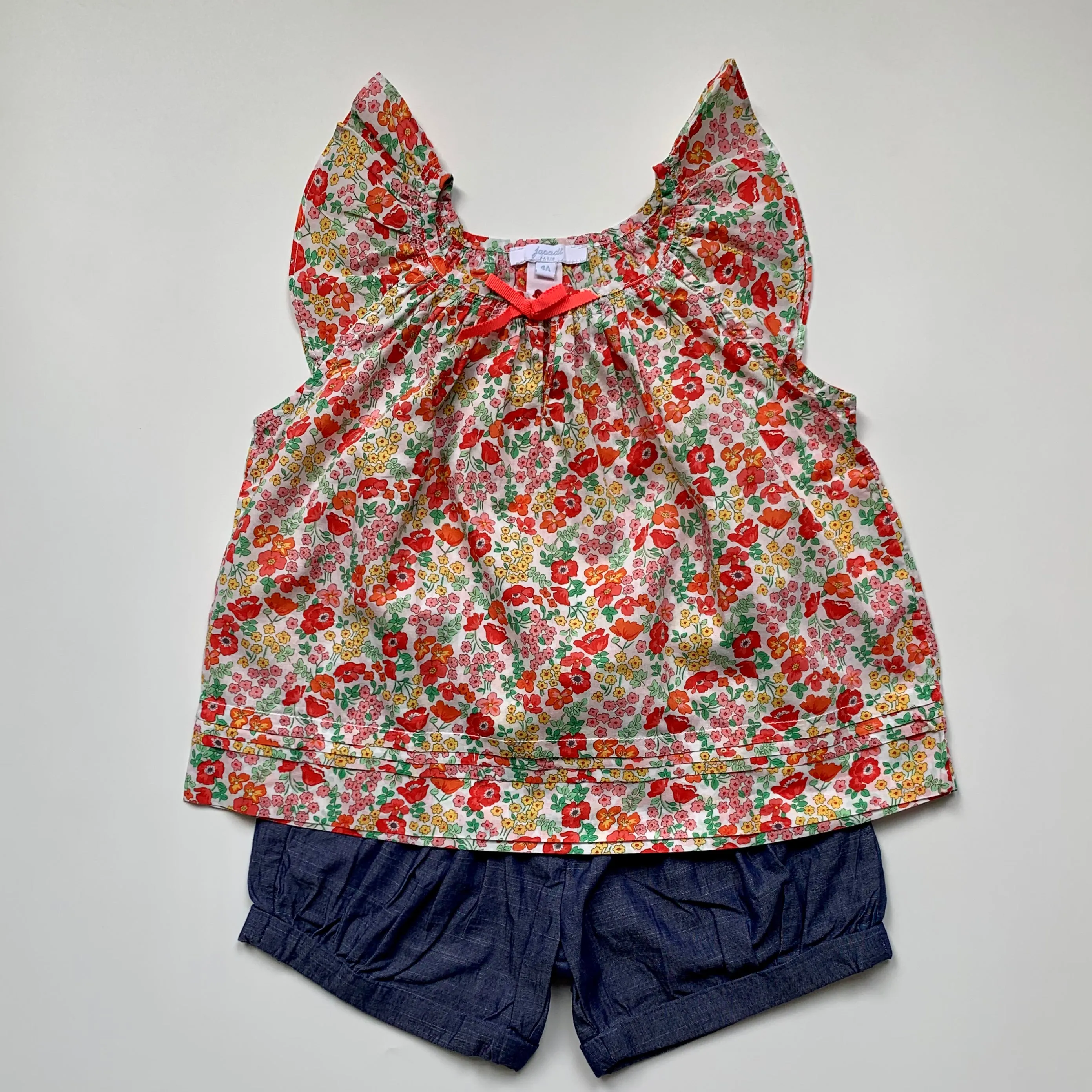 Jacadi Red Toned Liberty Print Summer Blouse: 4 Years