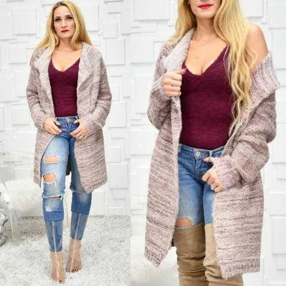 JENNIFER Soft Fuzzy Cardigan - Rose