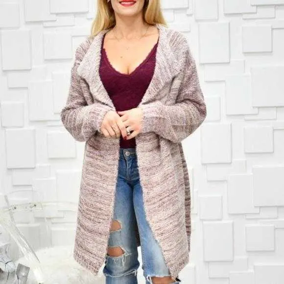 JENNIFER Soft Fuzzy Cardigan - Rose