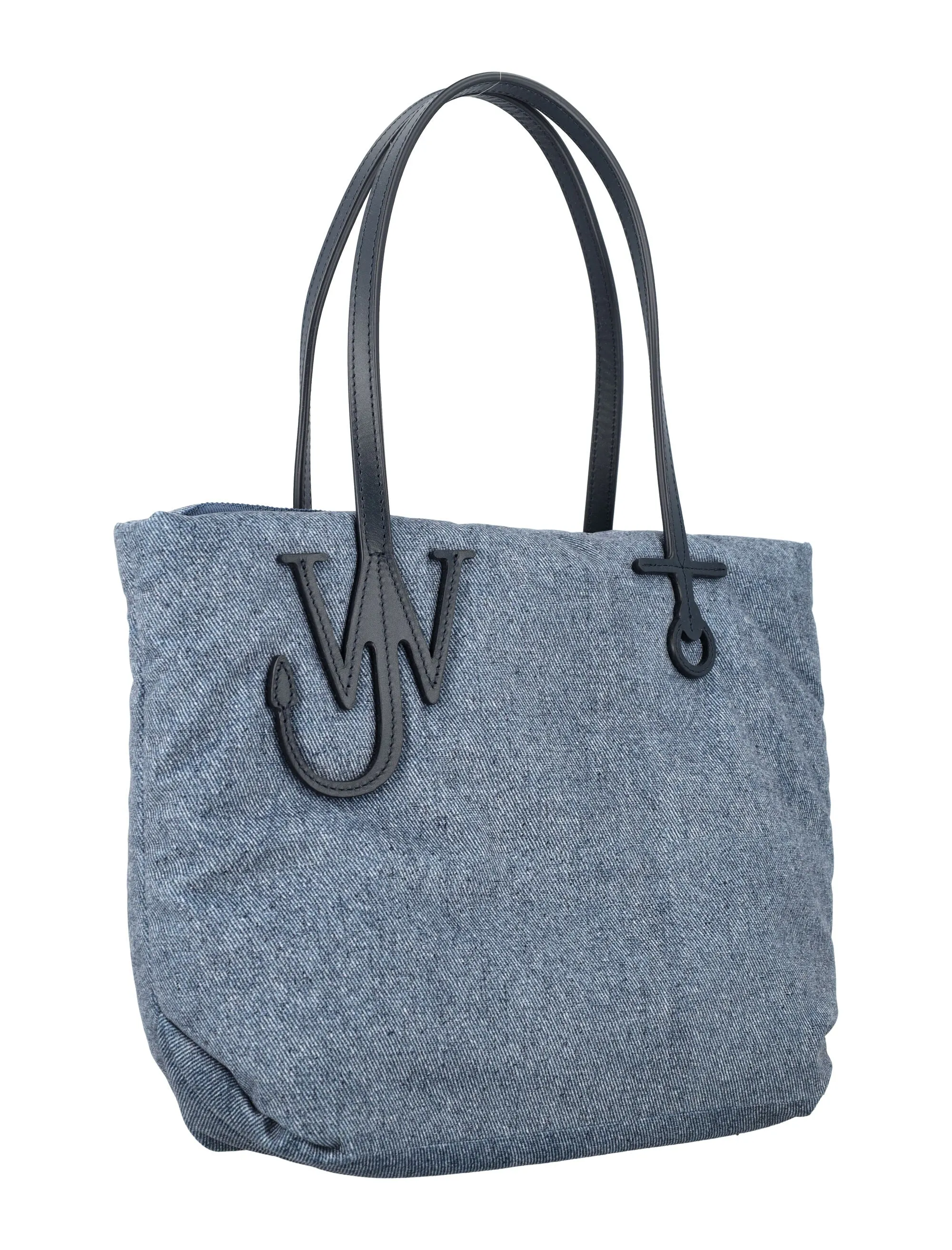 JW ANDERSON Mini Anchor Denim Tote Bag with Leather Straps - 27x33x10.5 cm