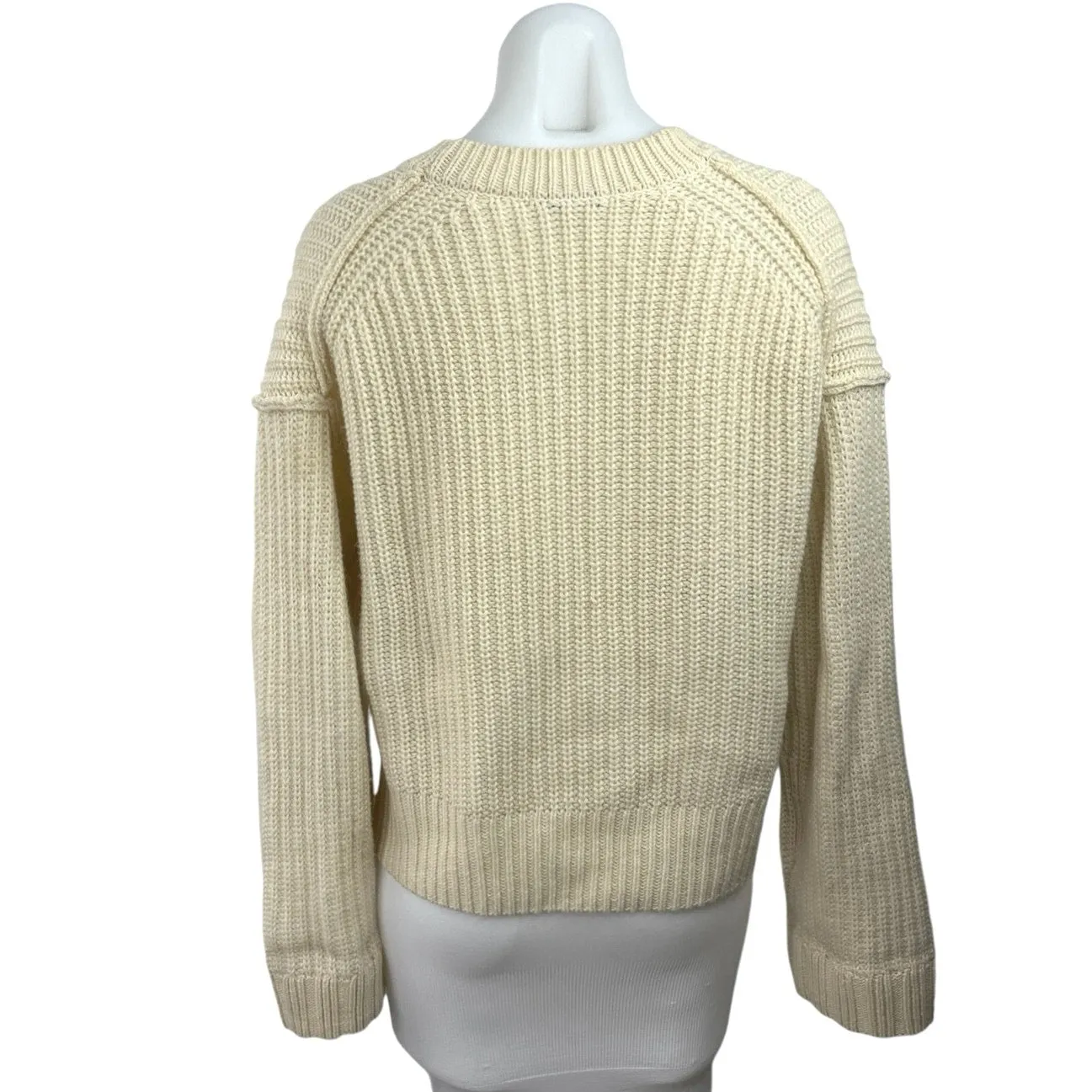 JW Anderson X Uniqlo Cream Wool Blend Waffle Knit Button Crop Cardigan Sweater M