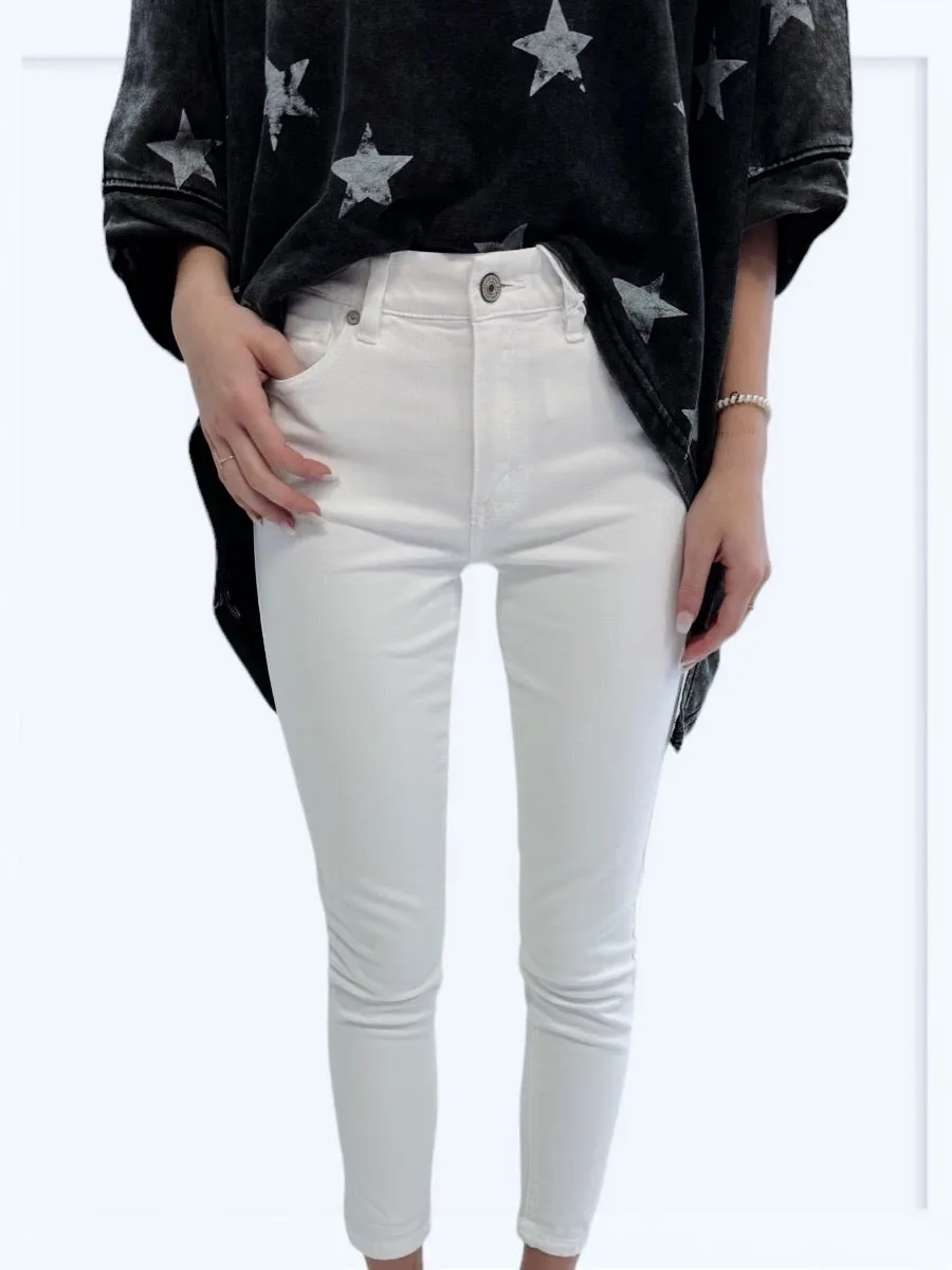 Kan Can White Ankle Skinny Jeans