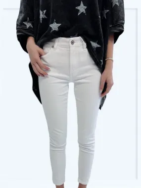 Kan Can White Ankle Skinny Jeans