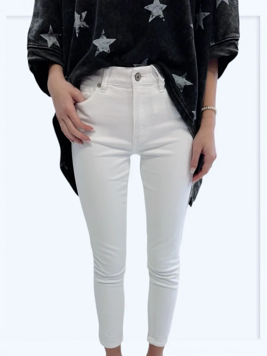 Kan Can White Ankle Skinny Jeans