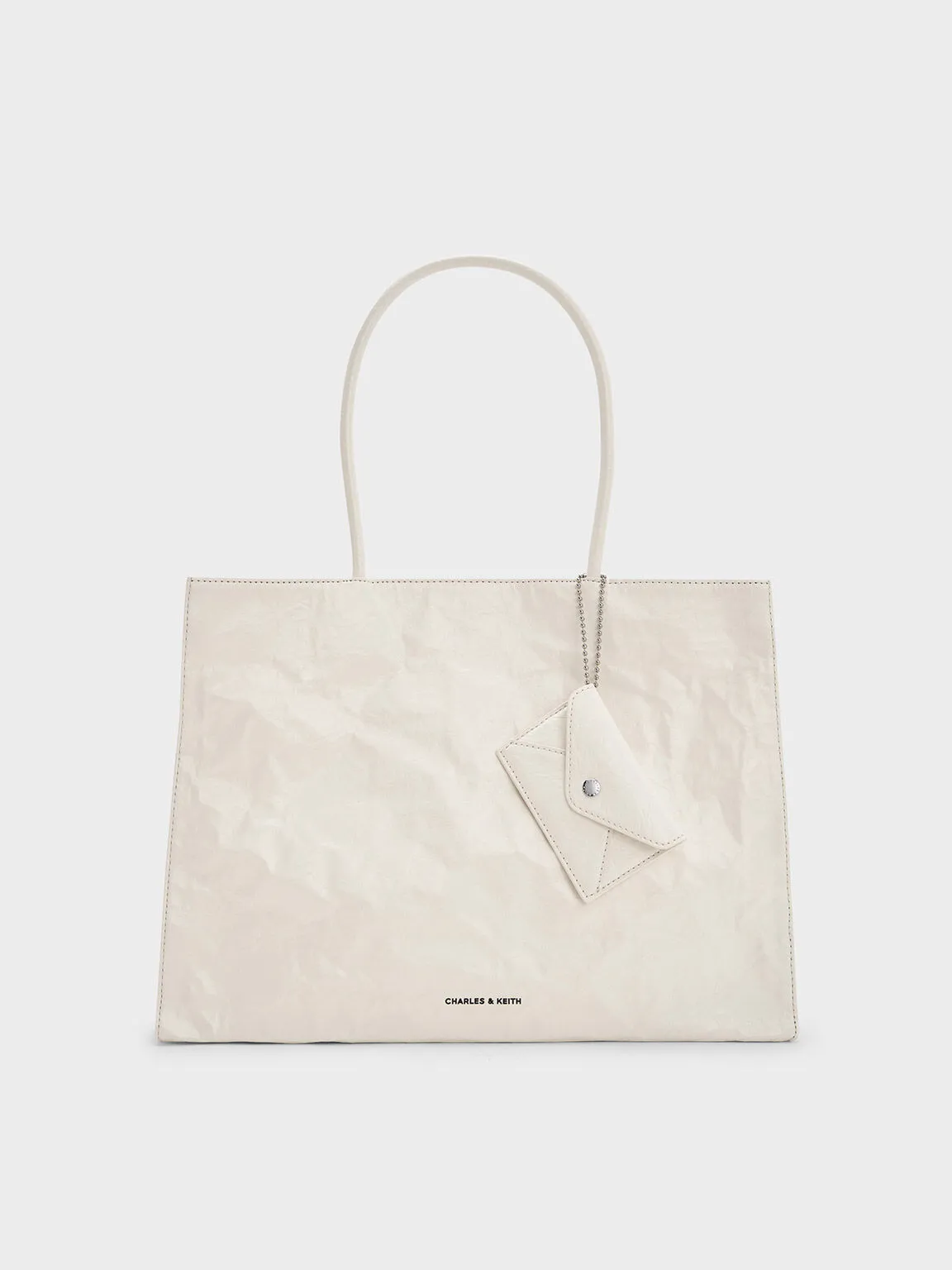 Large Matina Crinkle-Effect Tote Bag - Cream