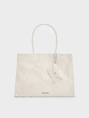 Large Matina Crinkle-Effect Tote Bag - Cream