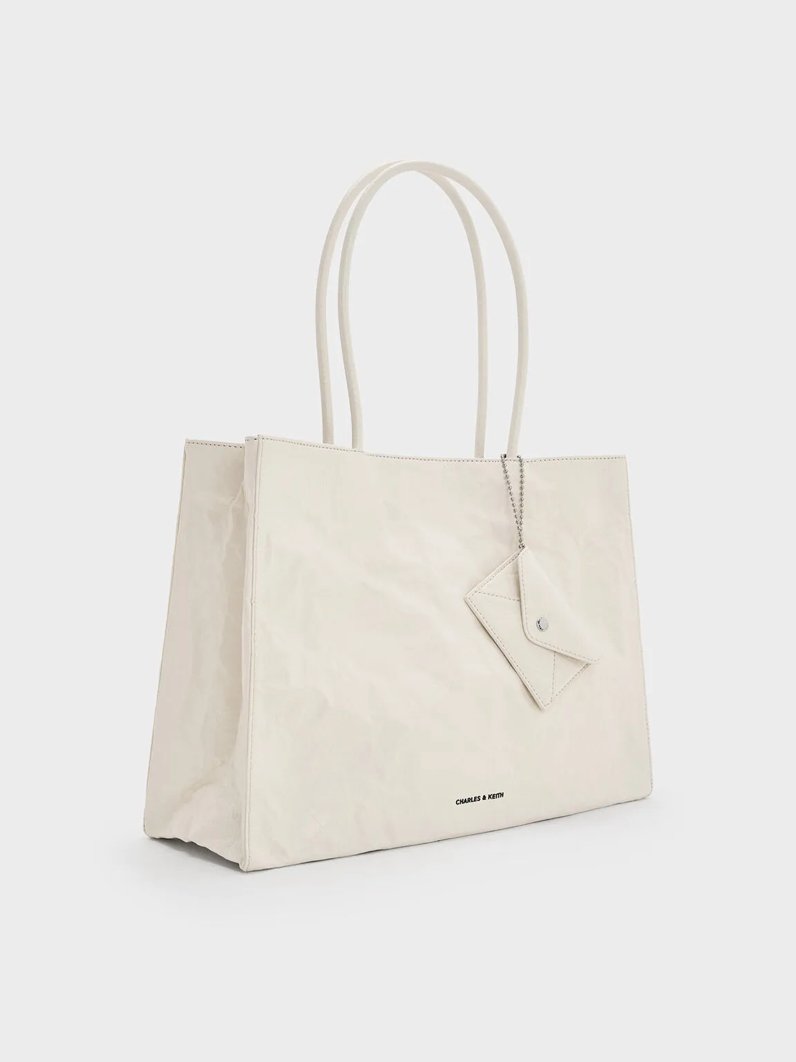 Large Matina Crinkle-Effect Tote Bag - Cream