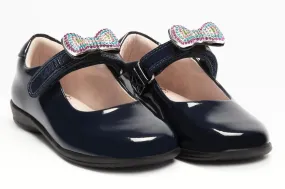 Lelli Kelly LK8116 ERIN2 Interchangeable Diamante Bow Bow Blue School Shoes F Fit