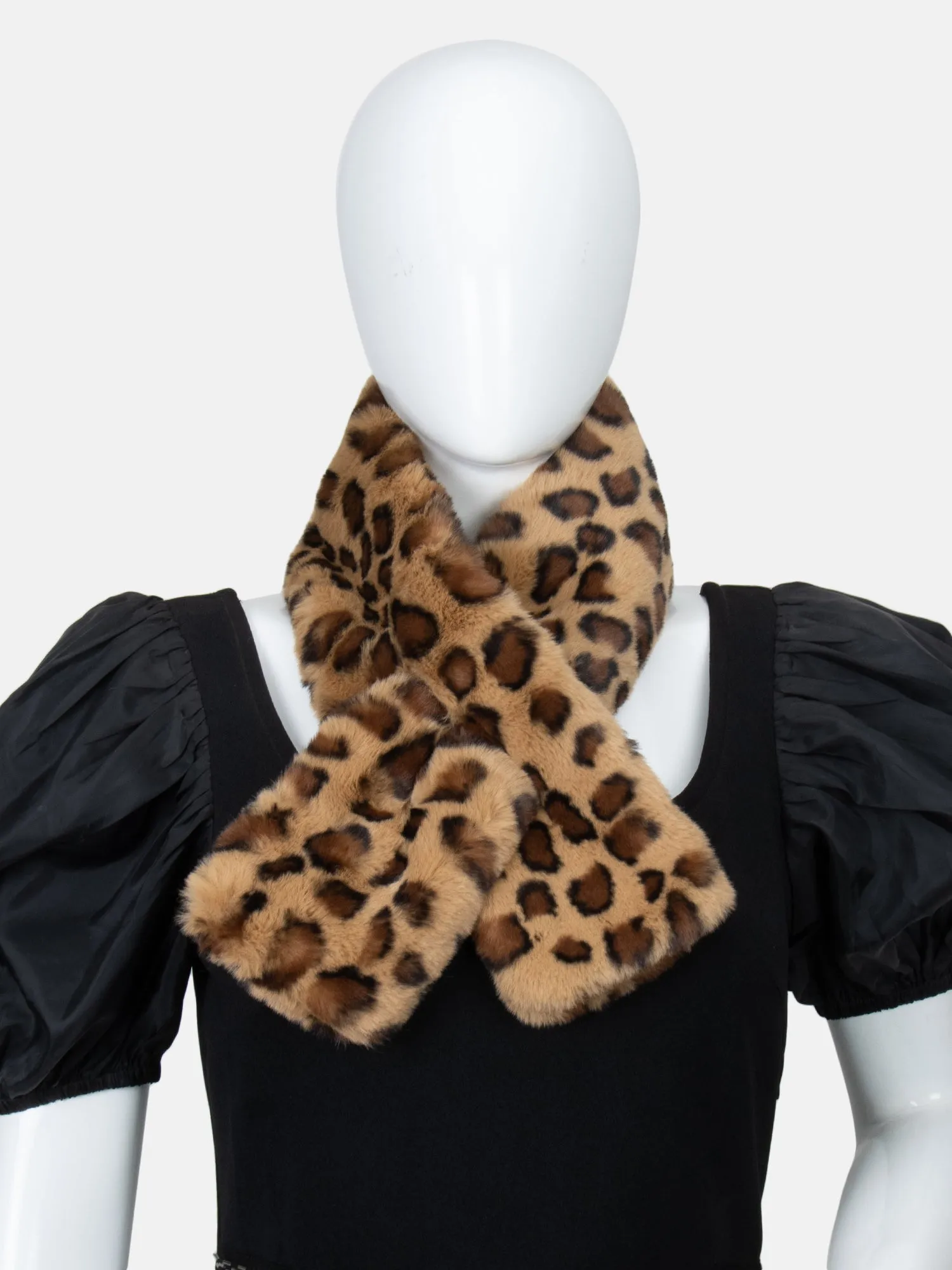 Leopard Print Faux Fur Scarf