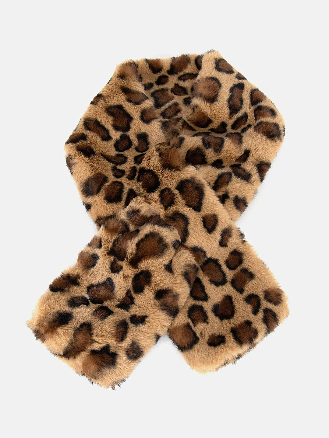 Leopard Print Faux Fur Scarf