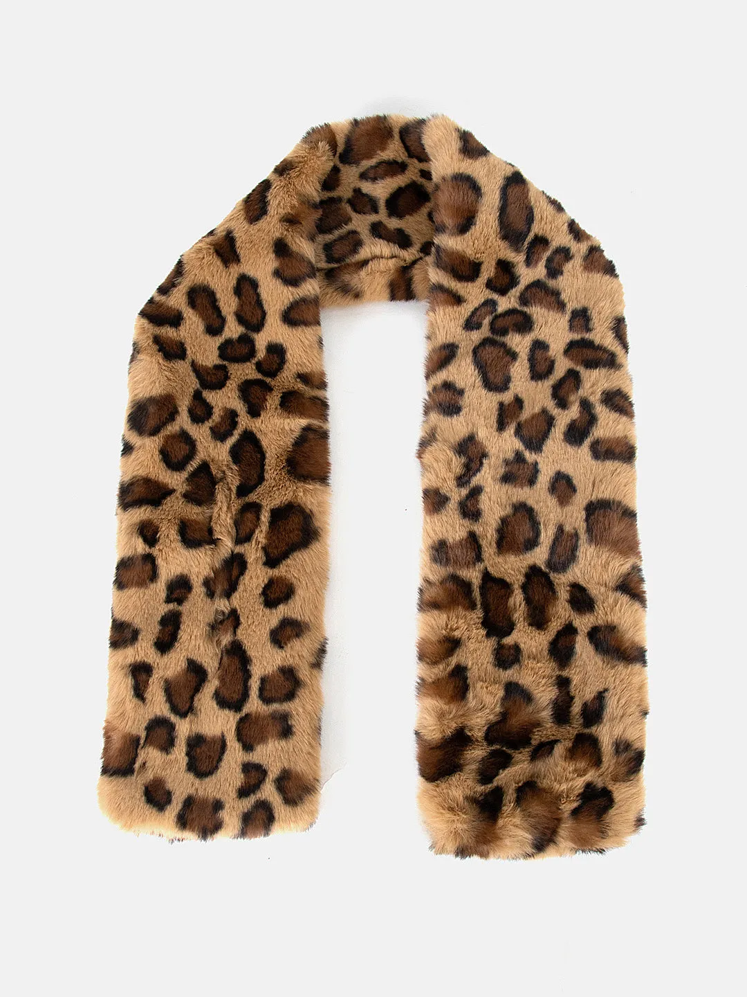 Leopard Print Faux Fur Scarf