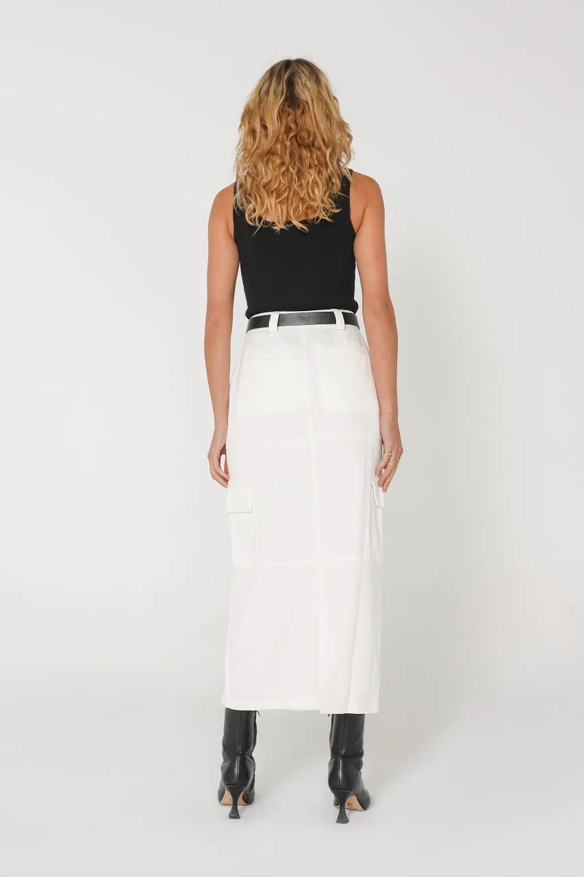 Lisa Cargo Maxi Skirt | White