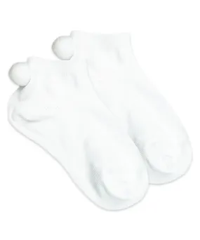 Low Cut Pom Pom Socks - White Poms