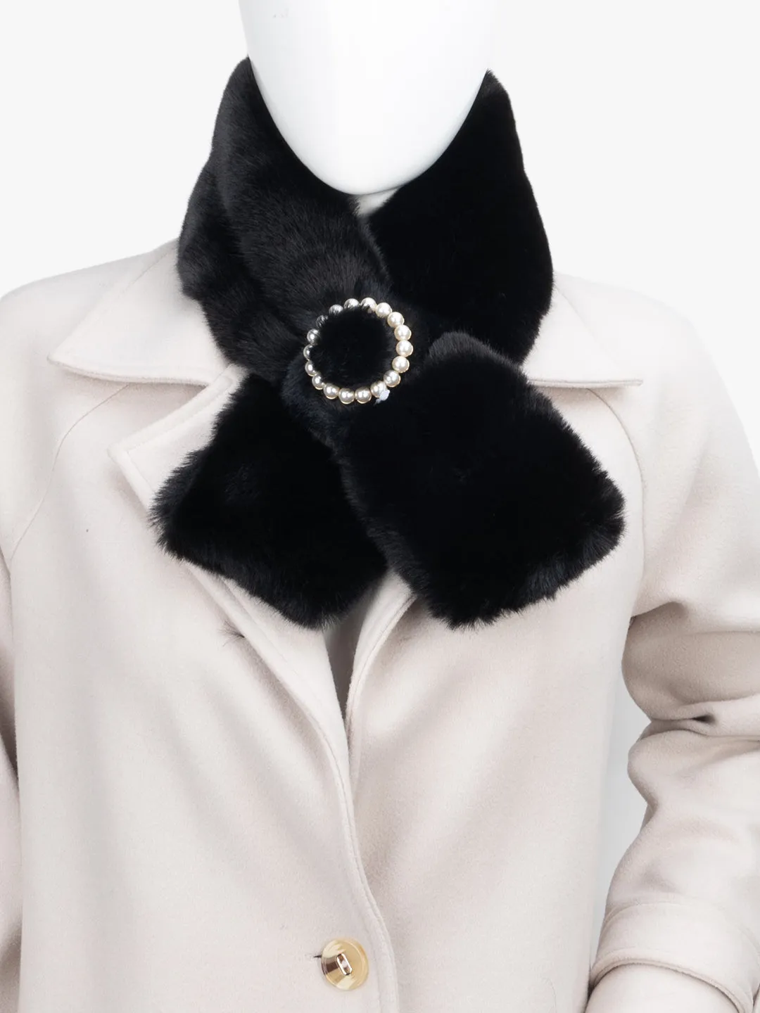 Luxury Wide Scarf With Soft Fur