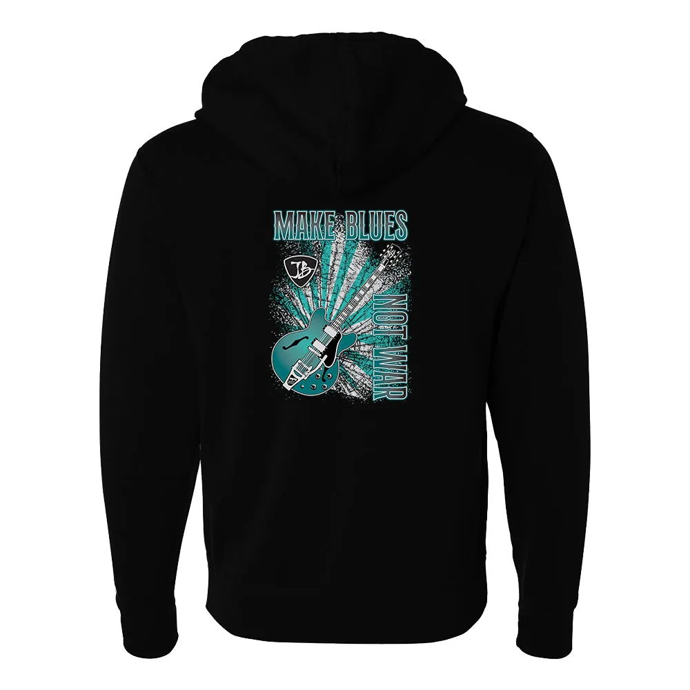 Make Blues Not War Turquoise Zip-Up Hoodie (Unisex)