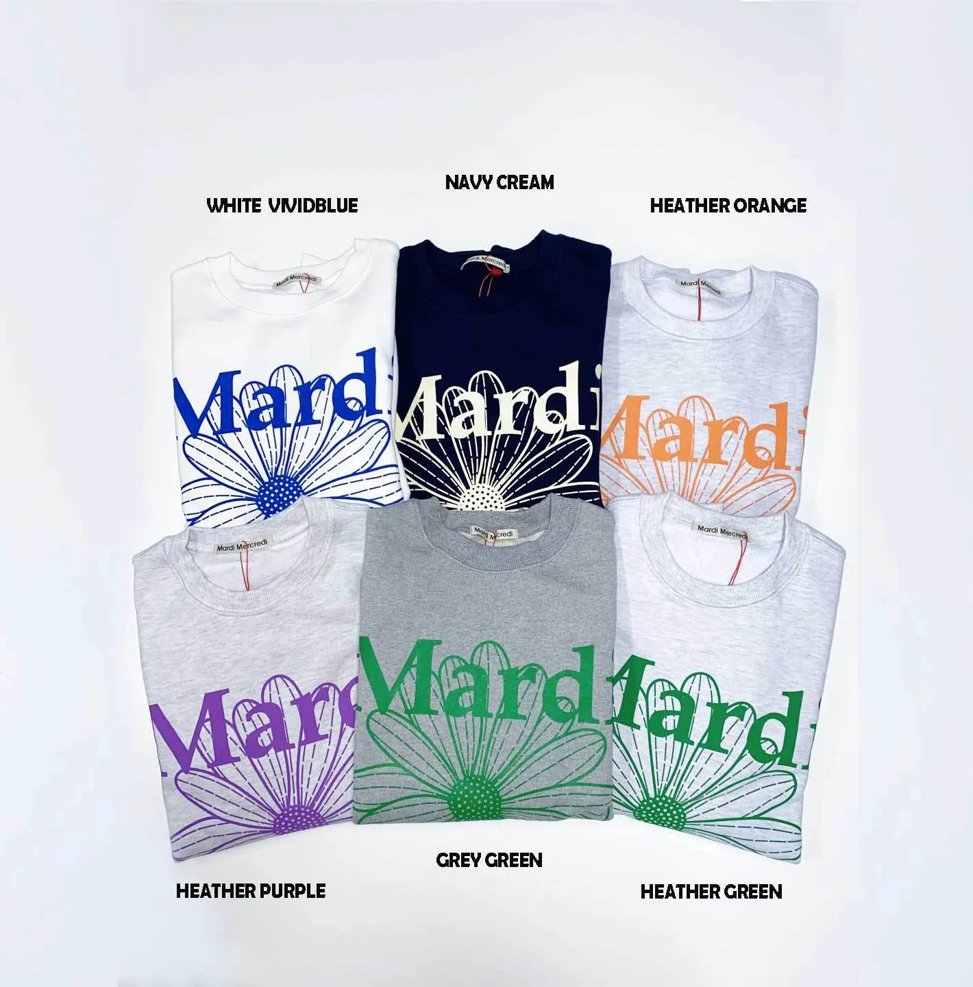 Mardi Mercredi  |Crew Neck Flower Patterns Unisex Long Sleeves Plain Cotton