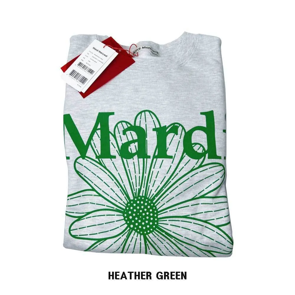 Mardi Mercredi  |Crew Neck Flower Patterns Unisex Long Sleeves Plain Cotton